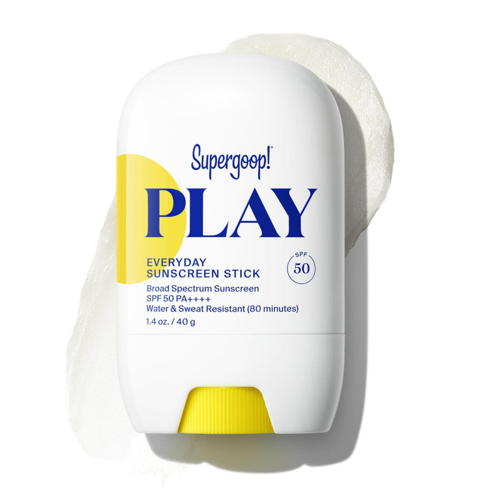 Supergoop! Play Stick teardrop-application demonstrates precise, mess-free sunscreen for quick coverage.