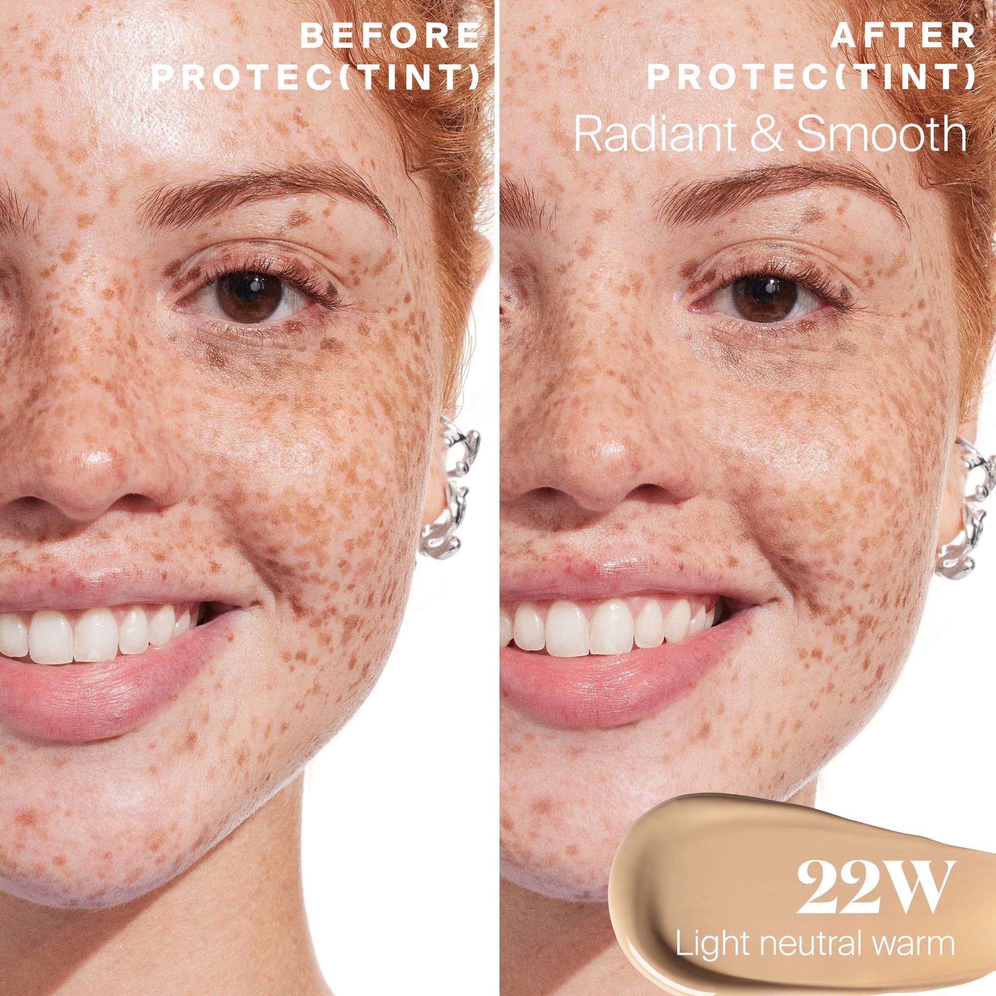 Demo showing no white cast with Supergoop Protec(tint) on skin