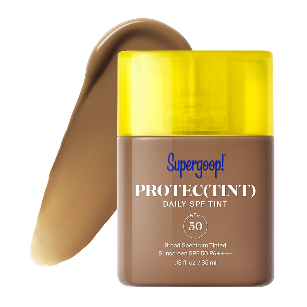 Supergoop Protec(tint) SPF50 Light compact displaying buildable coverage for daily wear