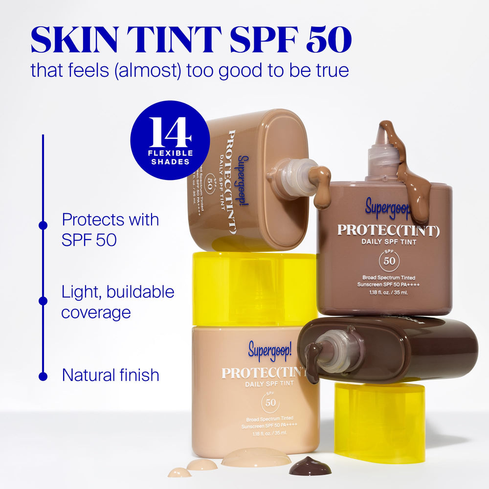 Supergoop Protec(tint) SPF 50 dispenses from pump bottle.
