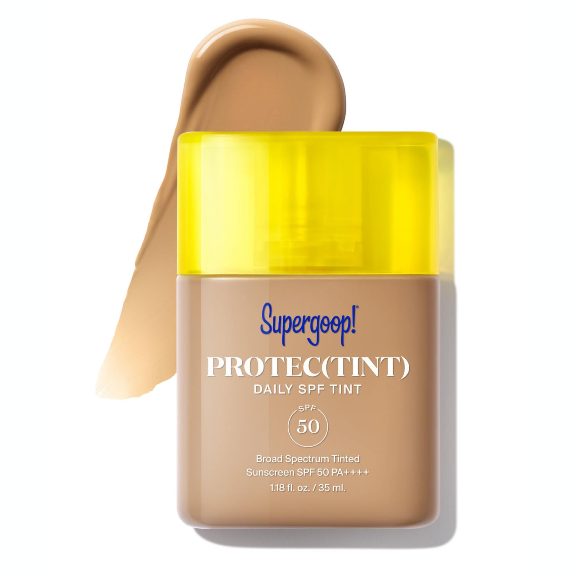 Supergoop Protec(tint) SPF 50 packaging close-up highlighting portable sun protection