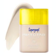 Supergoop! Protec(tint) SPF 50 bottle shows lightweight, buildable coverage.