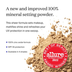 Supergoop! (Re)setting Mineral Powder brush-dispense demonstrates mess-free on-the-go touch-ups.