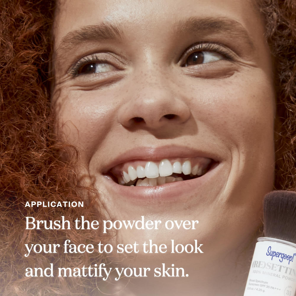 Supergoop! SPF 35 PA+++ label highlights protection over makeup.