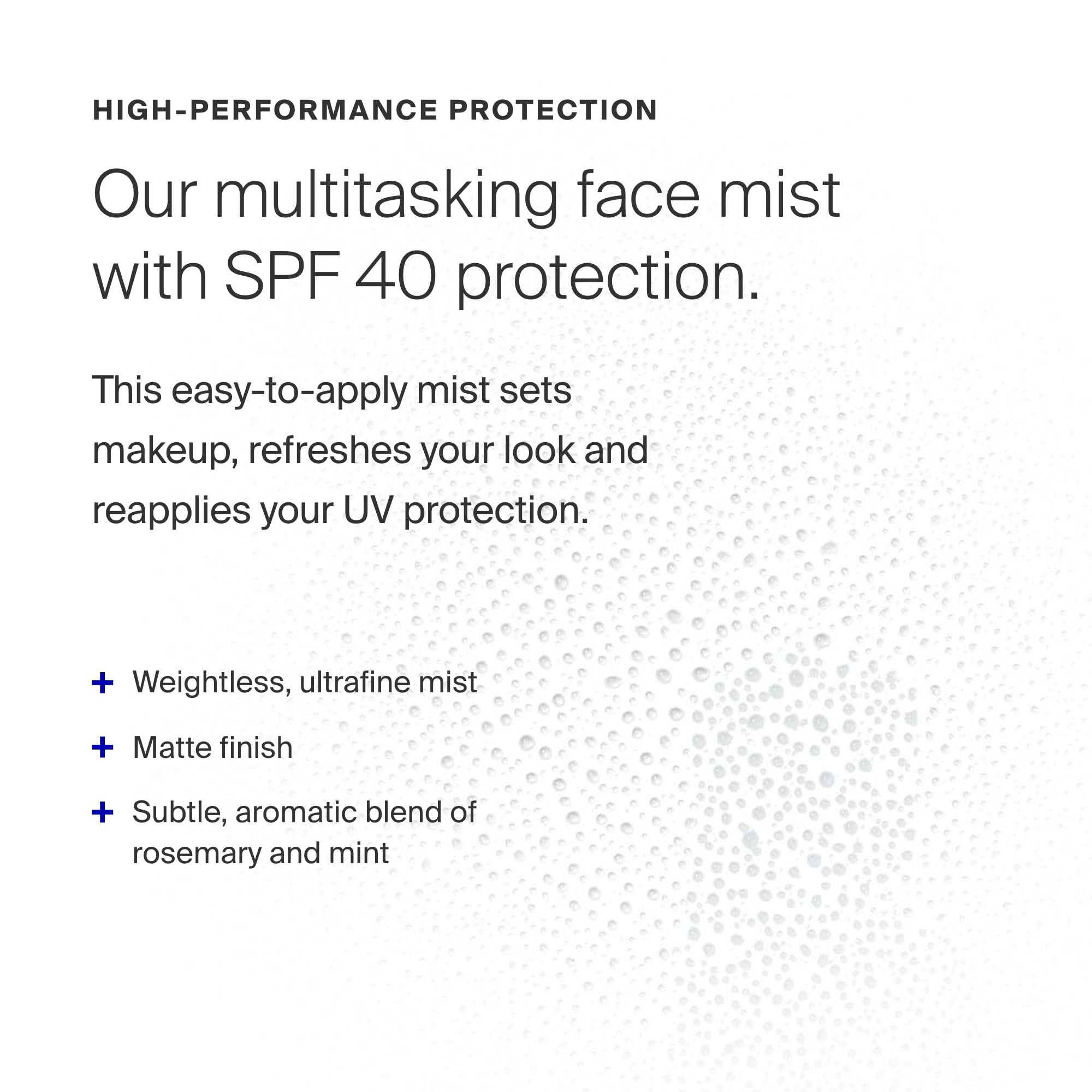 Supergoop SPF 40 mist close-up highlights lightweight UV protection for daily wear.