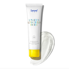 Supergoop! Unseen Sunscreen Body shows clear application for invisible SPF 40 protection.
