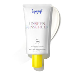 Supergoop! Unseen Sunscreen bottle with clear, weightless finish for daily use.