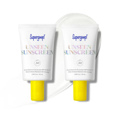 Supergoop Unseen Sunscreen bottle visual highlighting weightless SPF 50