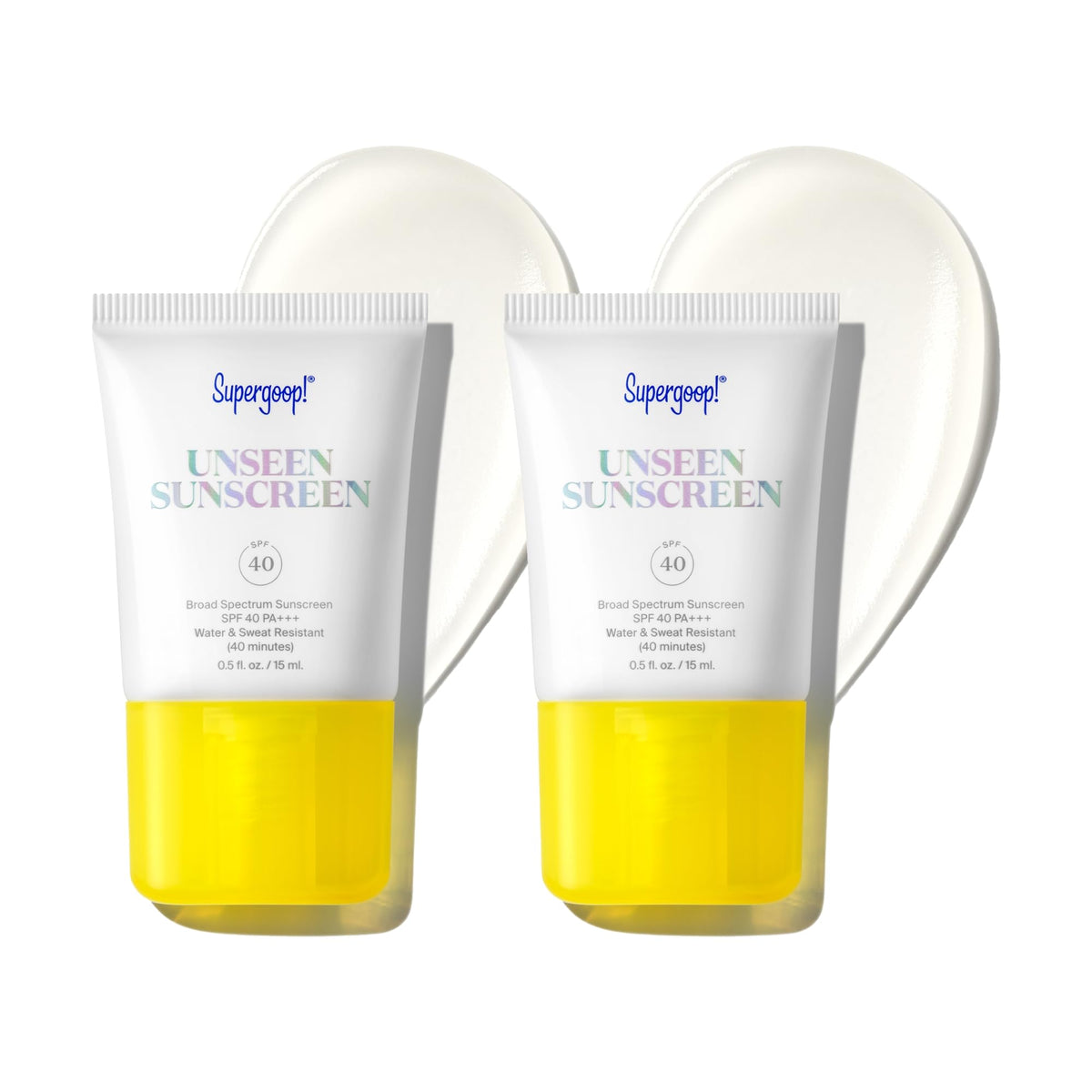 Supergoop! Unseen Sunscreen clear bottle showing invisible protection for daily wear