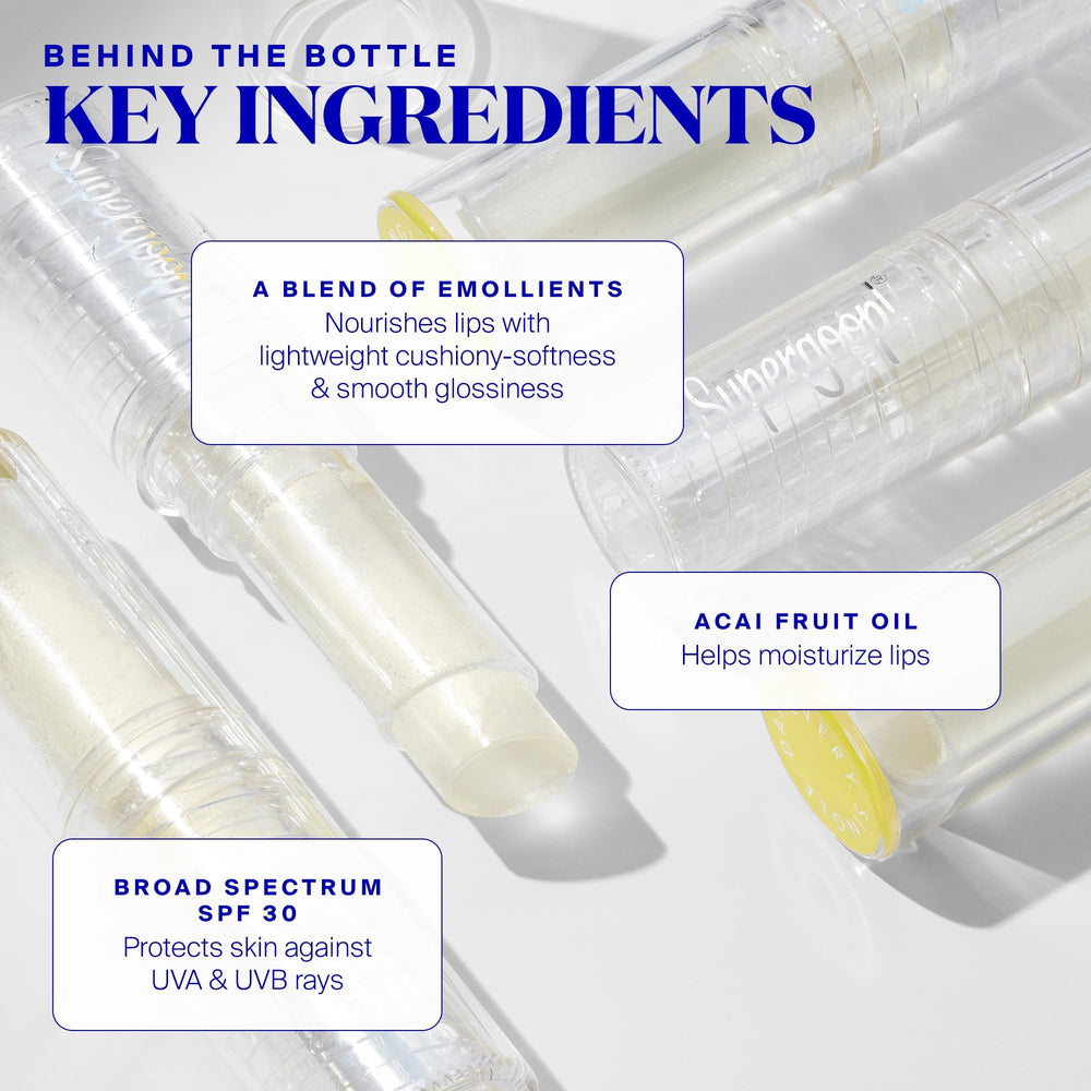 Supergoop Unseen Lip Protector-on lips demonstrates easy glide and hydration.