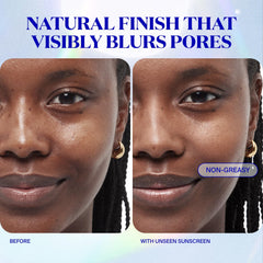 Unseen Sunscreen priming effect application image showing long-lasting makeup