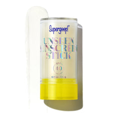 Supergoop! Unseen Sunscreen Stick bottle front showing portable SPF 40 protection.
