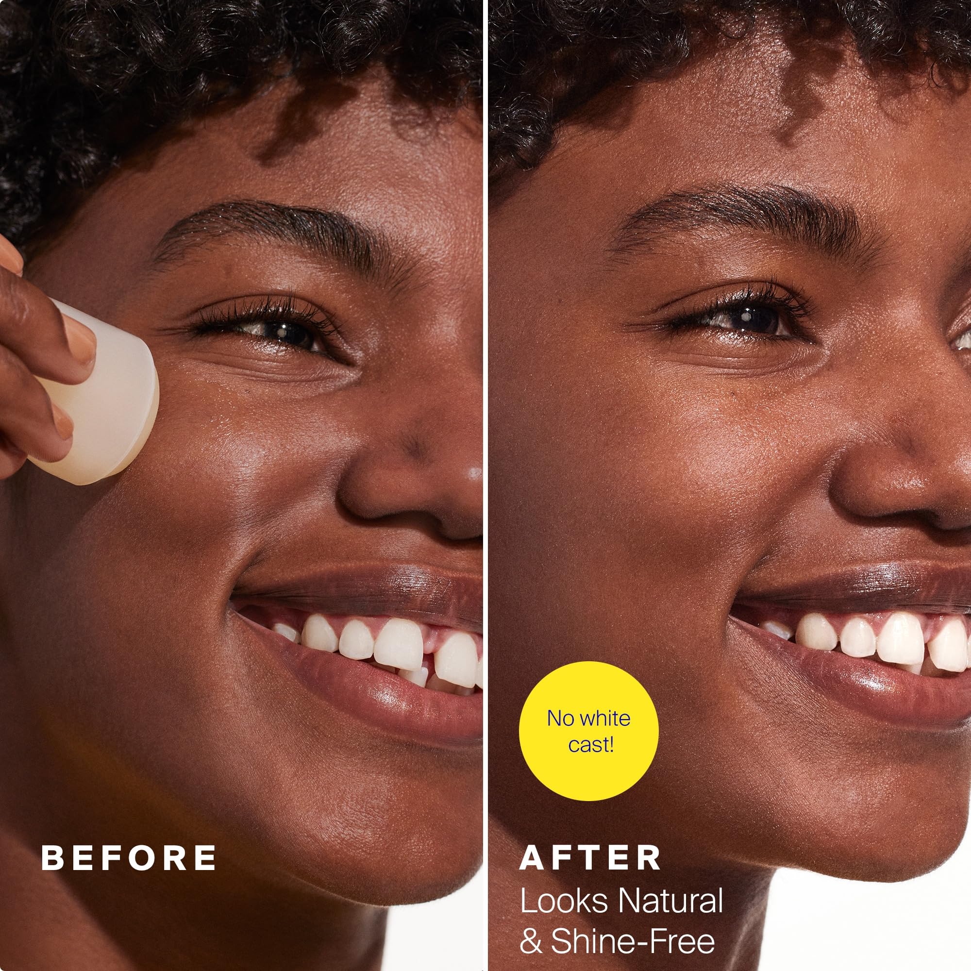 Supergoop! Unseen Sunscreen Stick over makeup for a natural, clear finish.