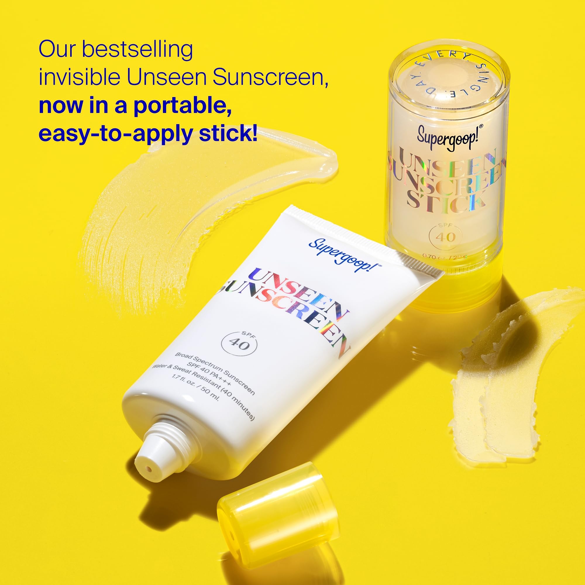 Silica powders in Supergoop! Unseen Sunscreen Stick absorb oil and blur shine.