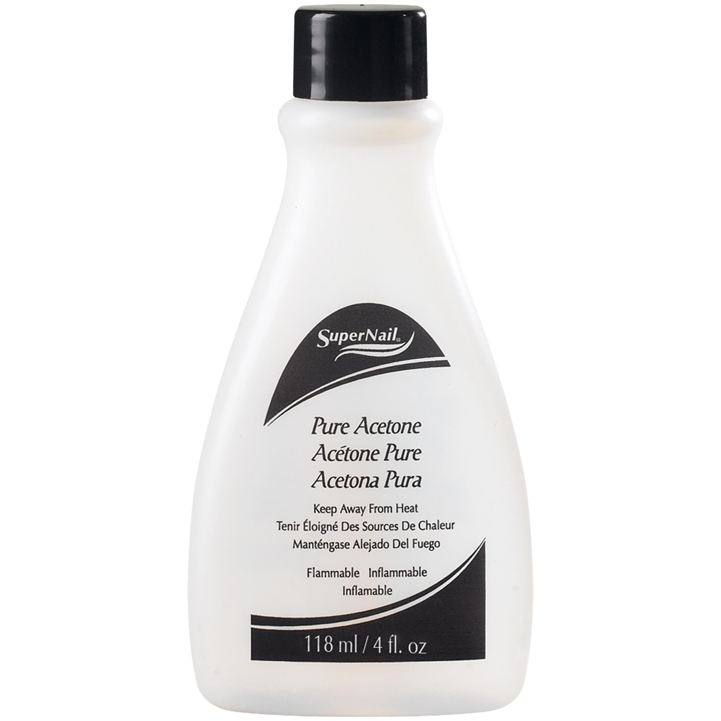 SuperNail Pure Acetone bottle, front view, for fast gel polish removal