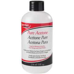 SuperNail Pure Acetone remover bottle close-up for quick polish removal.