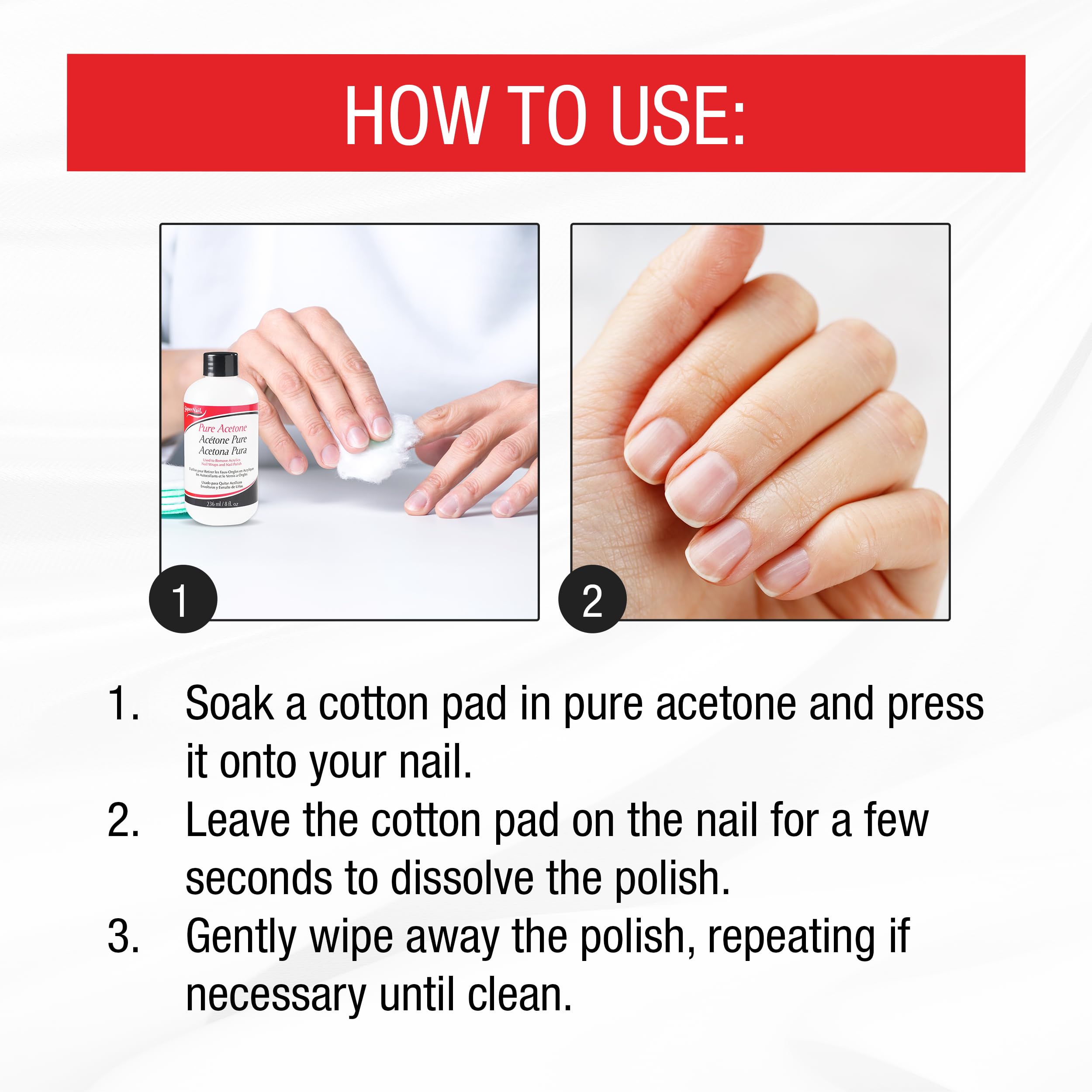 SuperNail Pure Acetone packaging display showing value and professional strength.