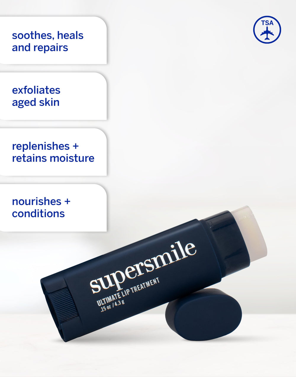Application on dry lips with soothing, nourishing formula