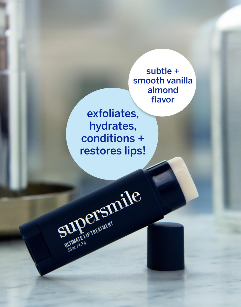 Shea butter and vanilla almond scent for pampering lip care