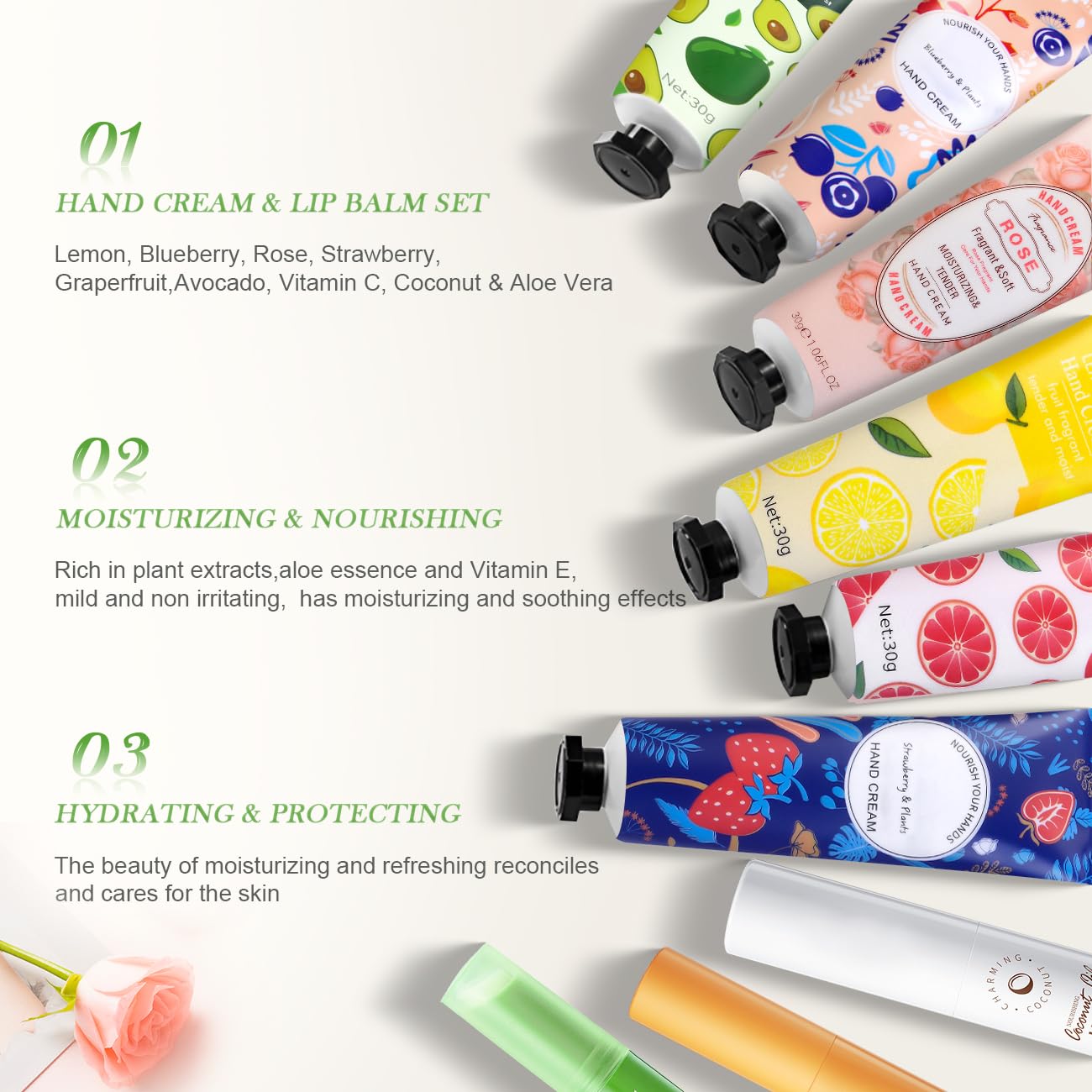 SUPERSUN portable size moisturizers for on-the-go lip and hand care