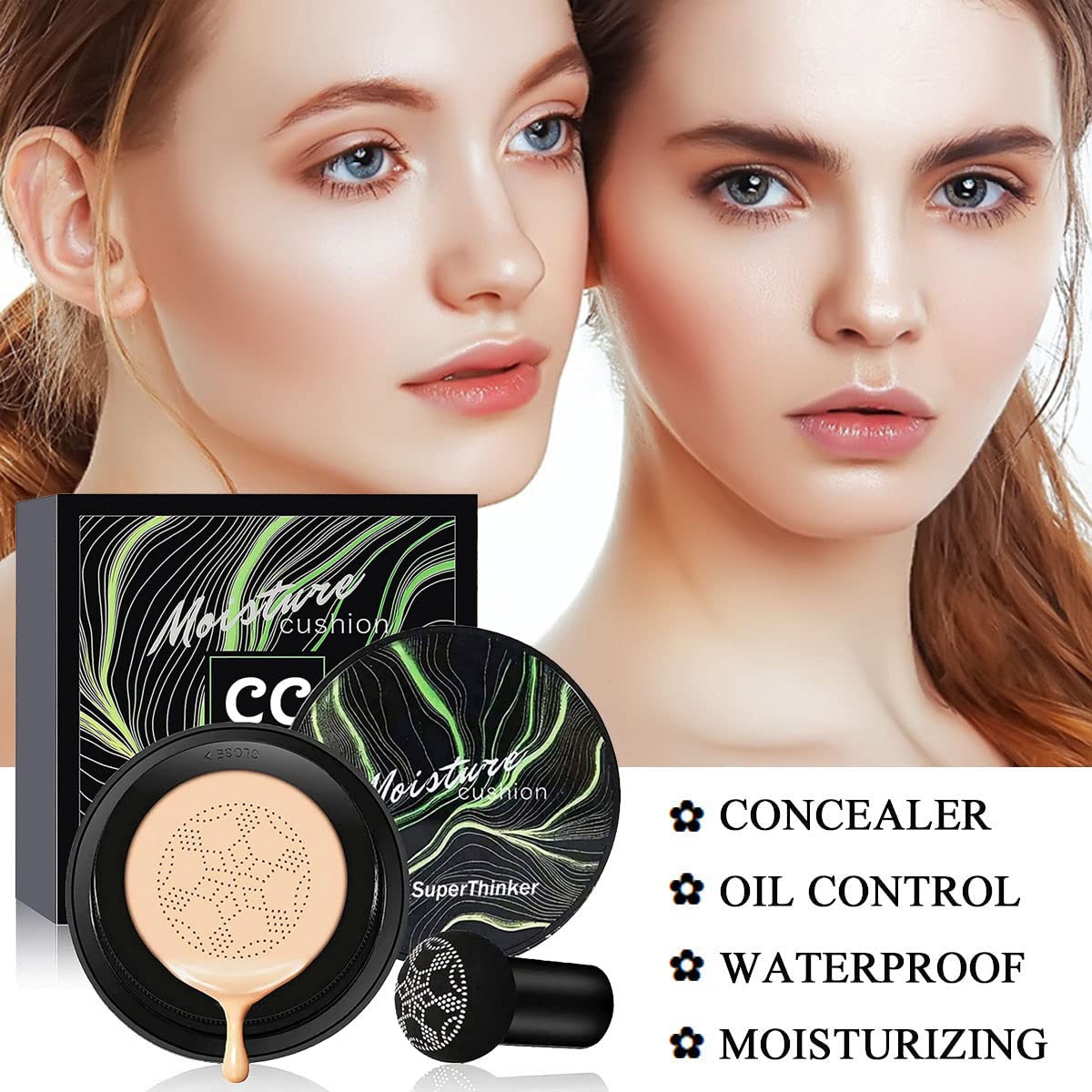 SuperThinker air cushion compact case ready for on-the-go touch-ups
