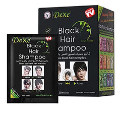 SUPGUDER Dexe Black Hair Shampoo color result shows rich black shine.