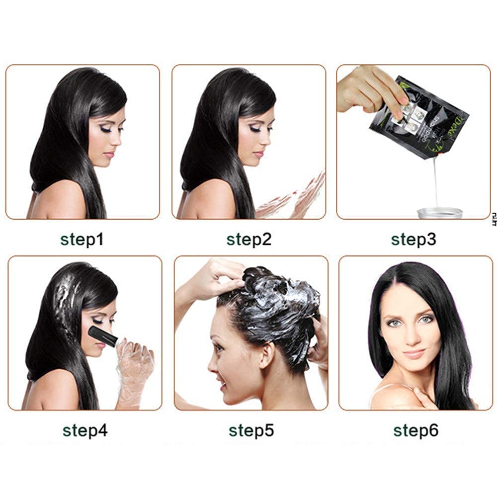 SUPGUDER Dexe Black Hair Shampoo pack of 10 display.