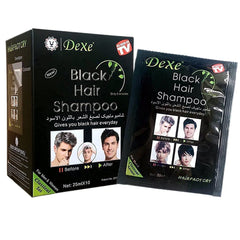 SUPGUDER Dexe Black Hair Shampoo packaging highlights convenient at-home use.