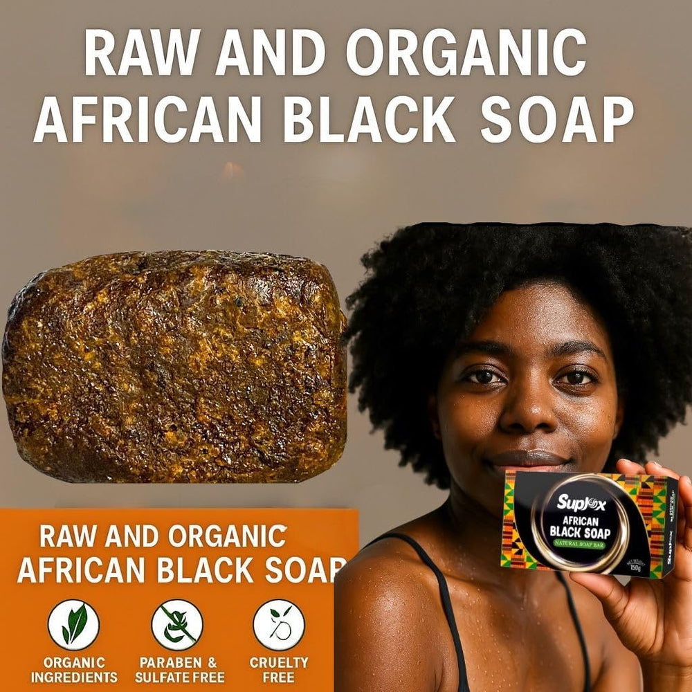 Suplox African Black Soap Bar foamy lather aids thorough cleansing