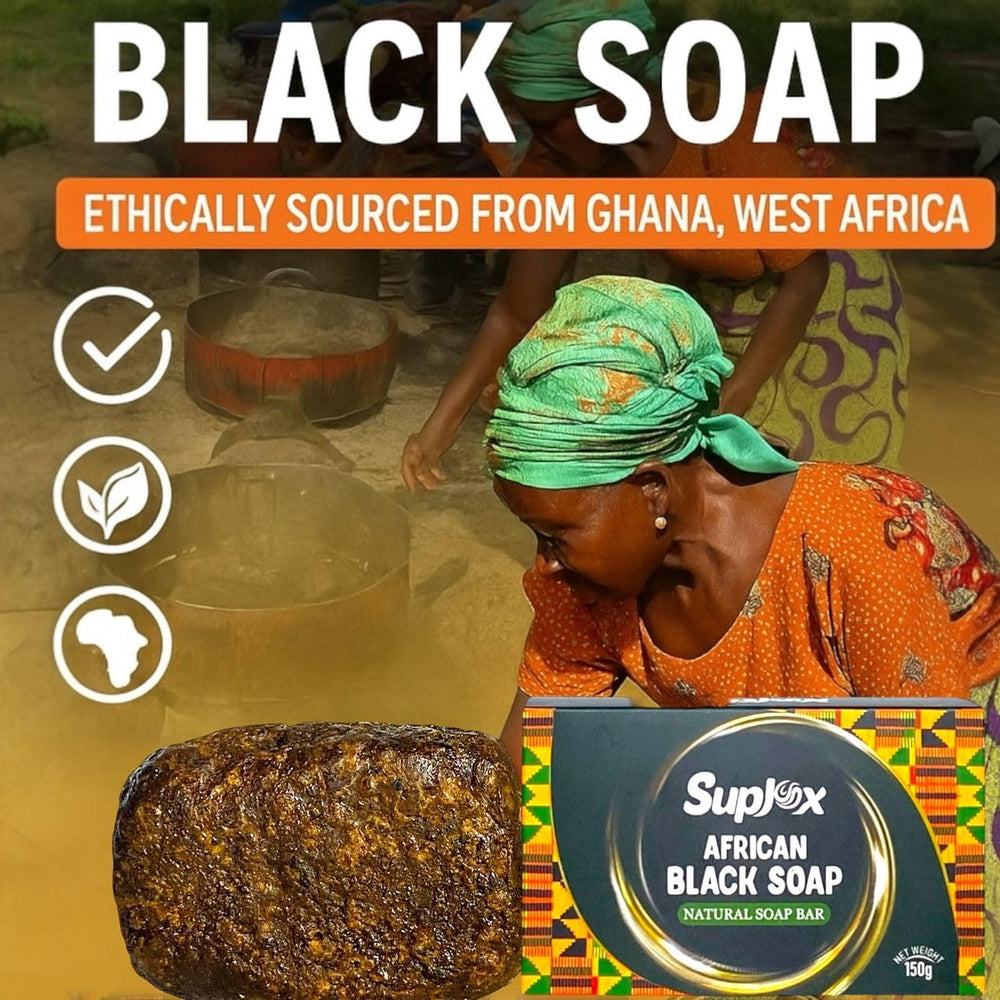 Suplox African Black Soap Bar rinsing reveals clean softened skin