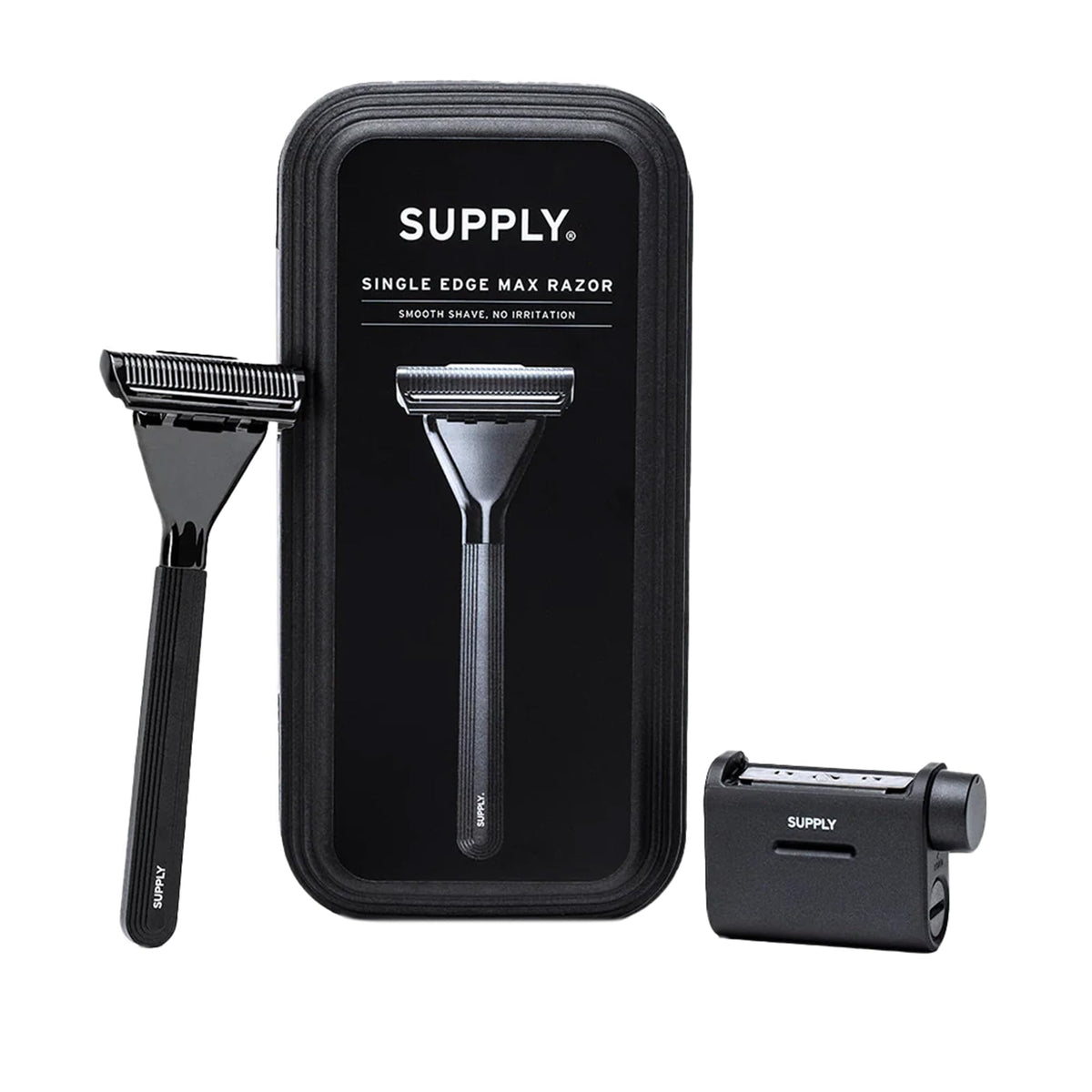 SUPPLY Single Edge Max razor with pivoting head for precise, close shaving.