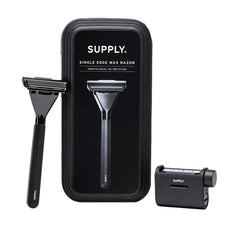 SUPPLY Single Edge Max razor with pivoting head for precise, close shaving.