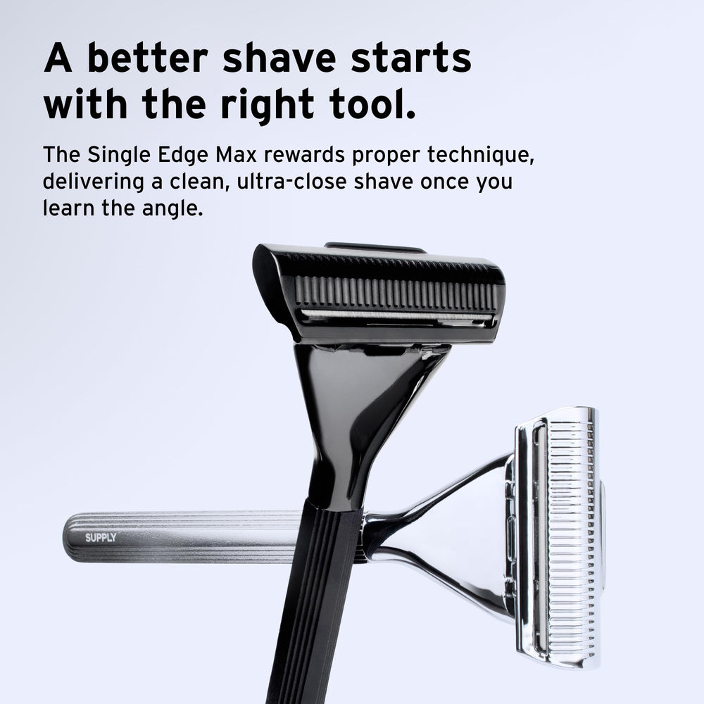 SUPPLY precision edge reduces tugging and irritation during shaving.