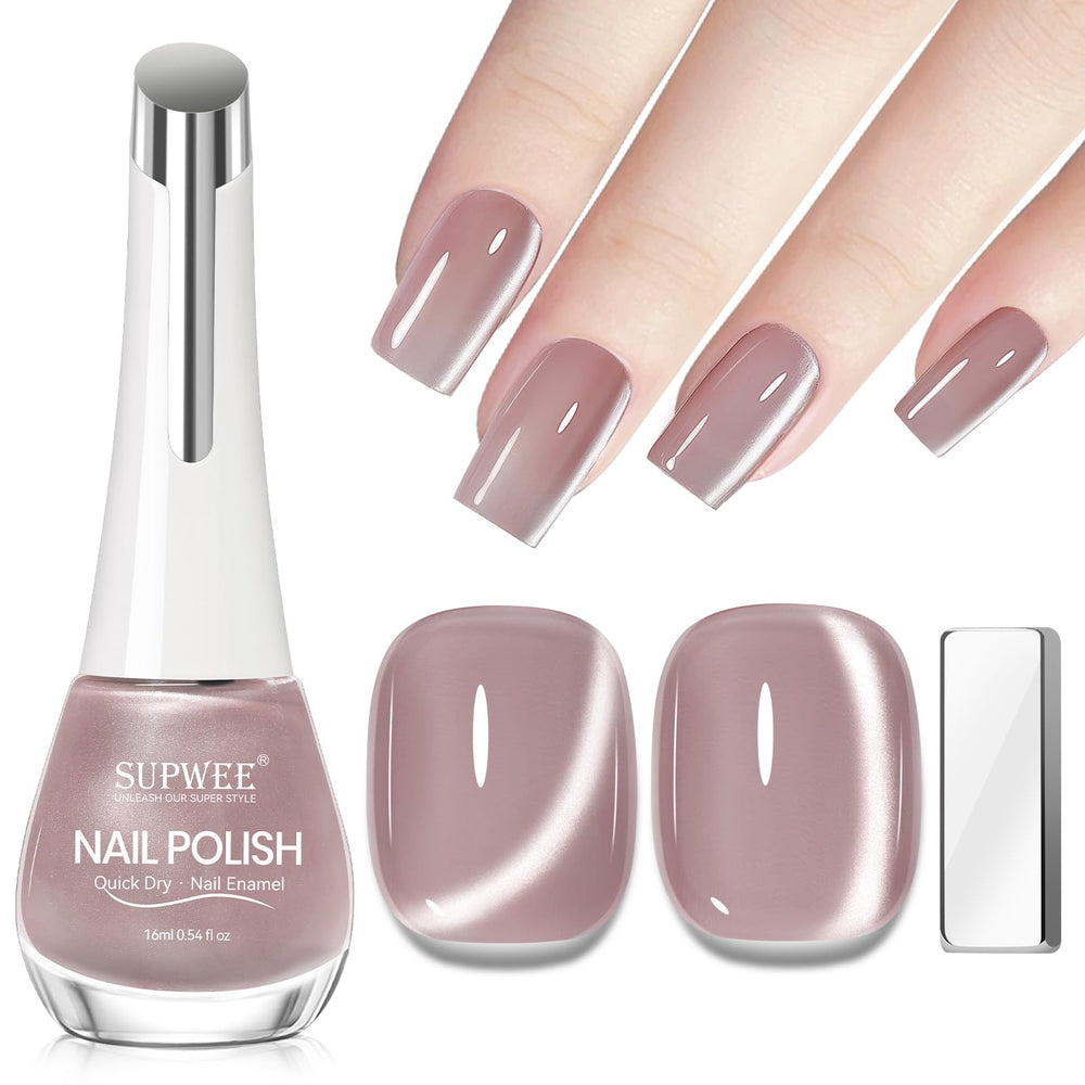 SUPWEE Nude Magnetic Nail Polish bottle for a chic cat-eye look.