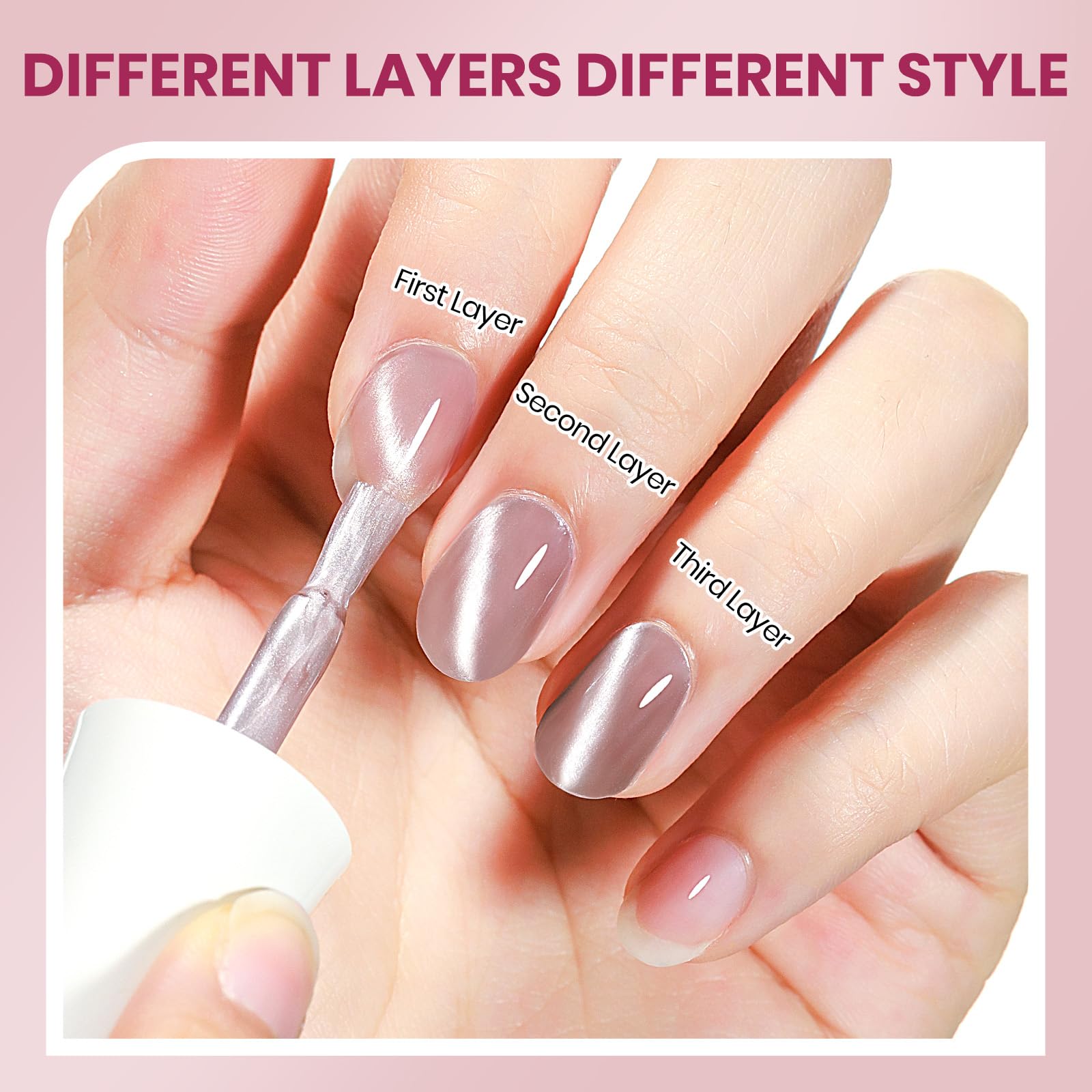 Wide magnetic stick shaping dramatic cat-eye manicure.