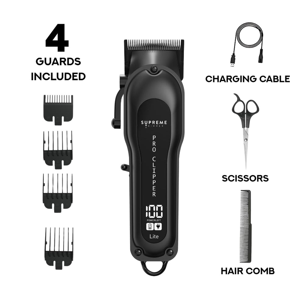 Supreme Trimmer Pro Clipper Lite accessories included for a complete kit.