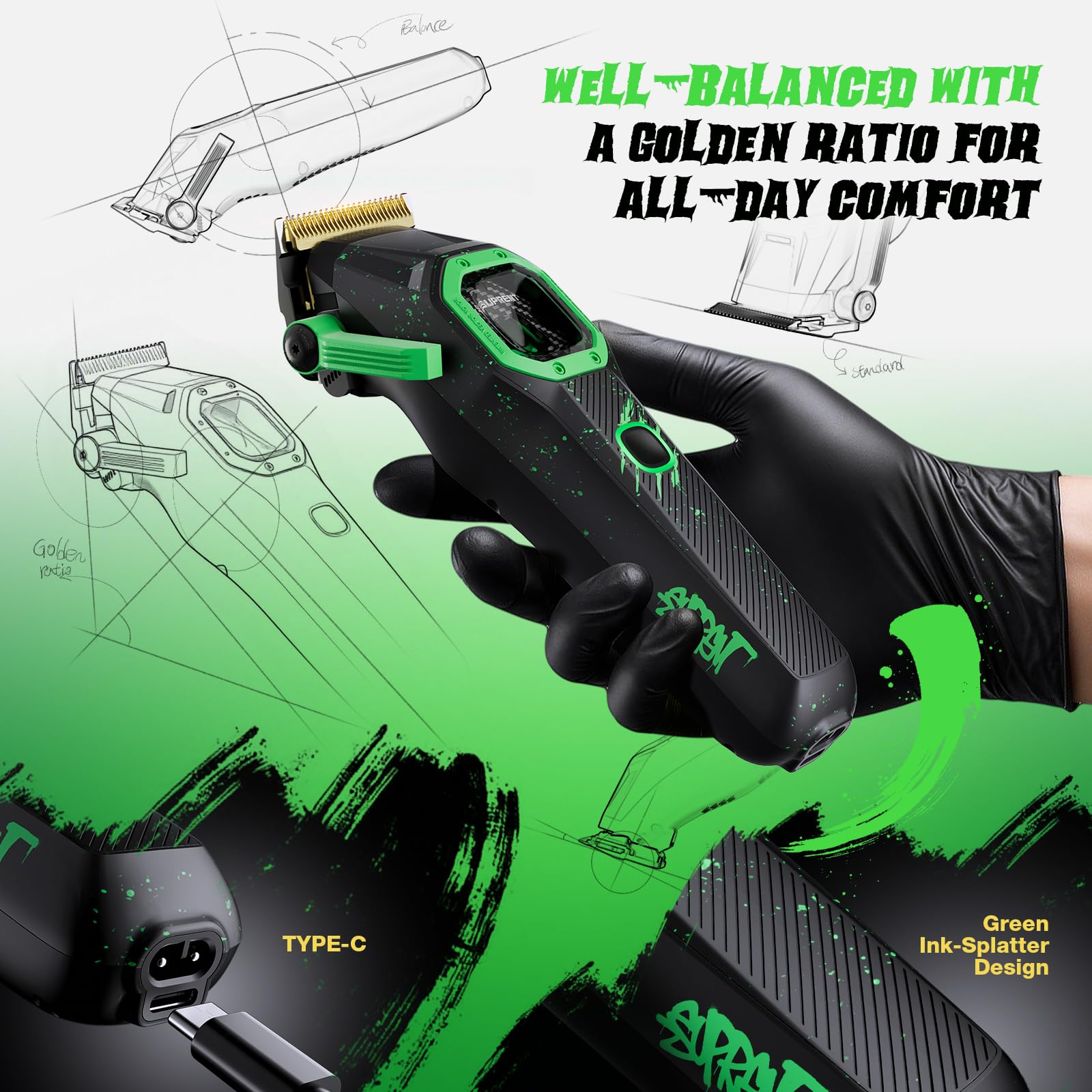 SUPRENT FANGS 5-in-1 precision lever offers versatile fading options.