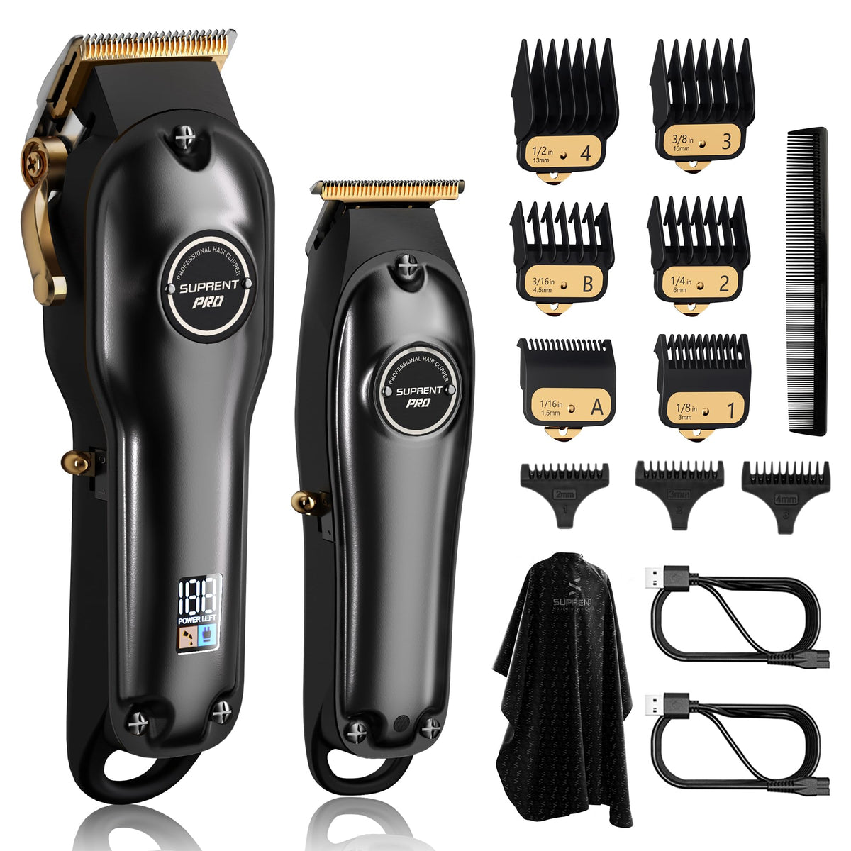 SUPRENT PRO cordless hair clippers with ergonomic grip for professional cuts
