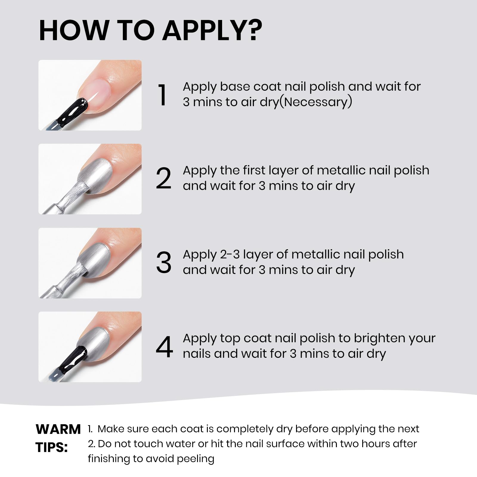 SUPWEE Mirror chrome effect adds dramatic flair to everyday manicures.