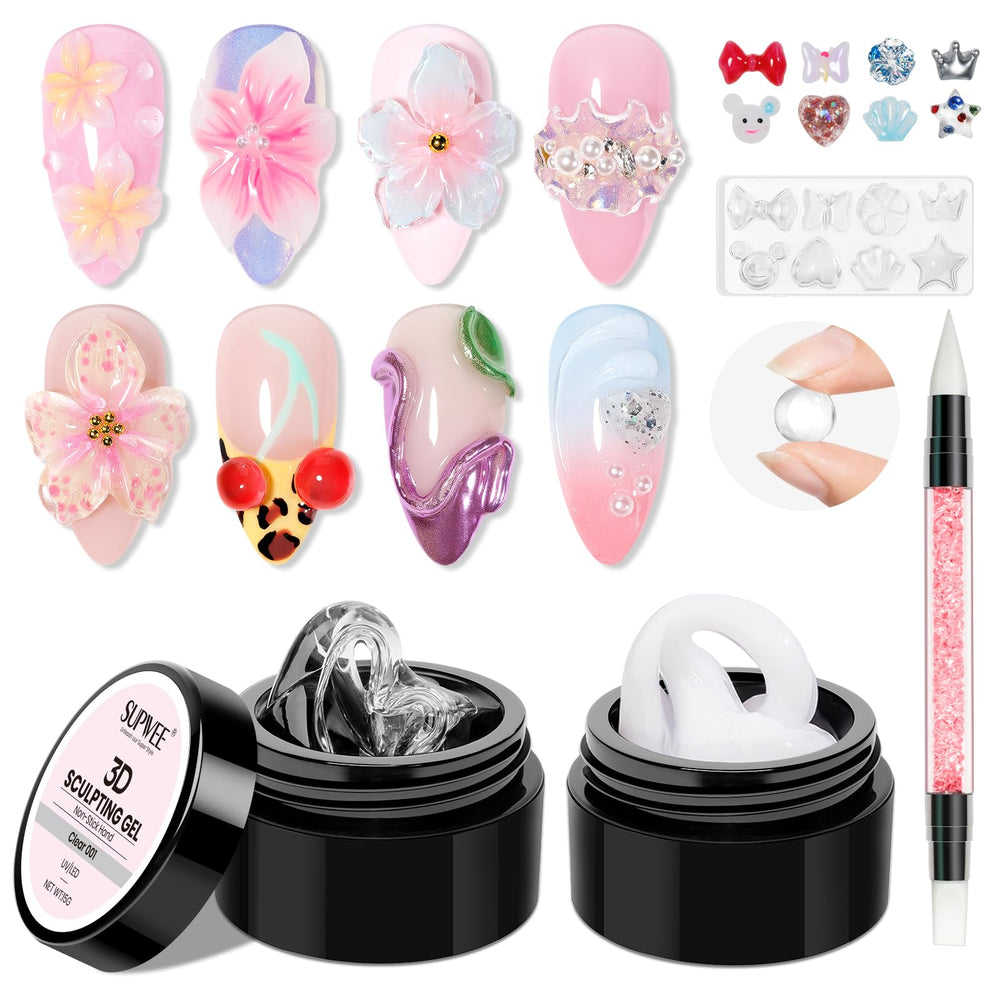 SUPWEE clear 3D nail gel sculpting kit for crisp home designs