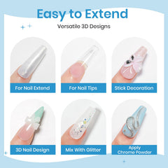 Supwee extend molds enable creating diverse 3D nail patterns.