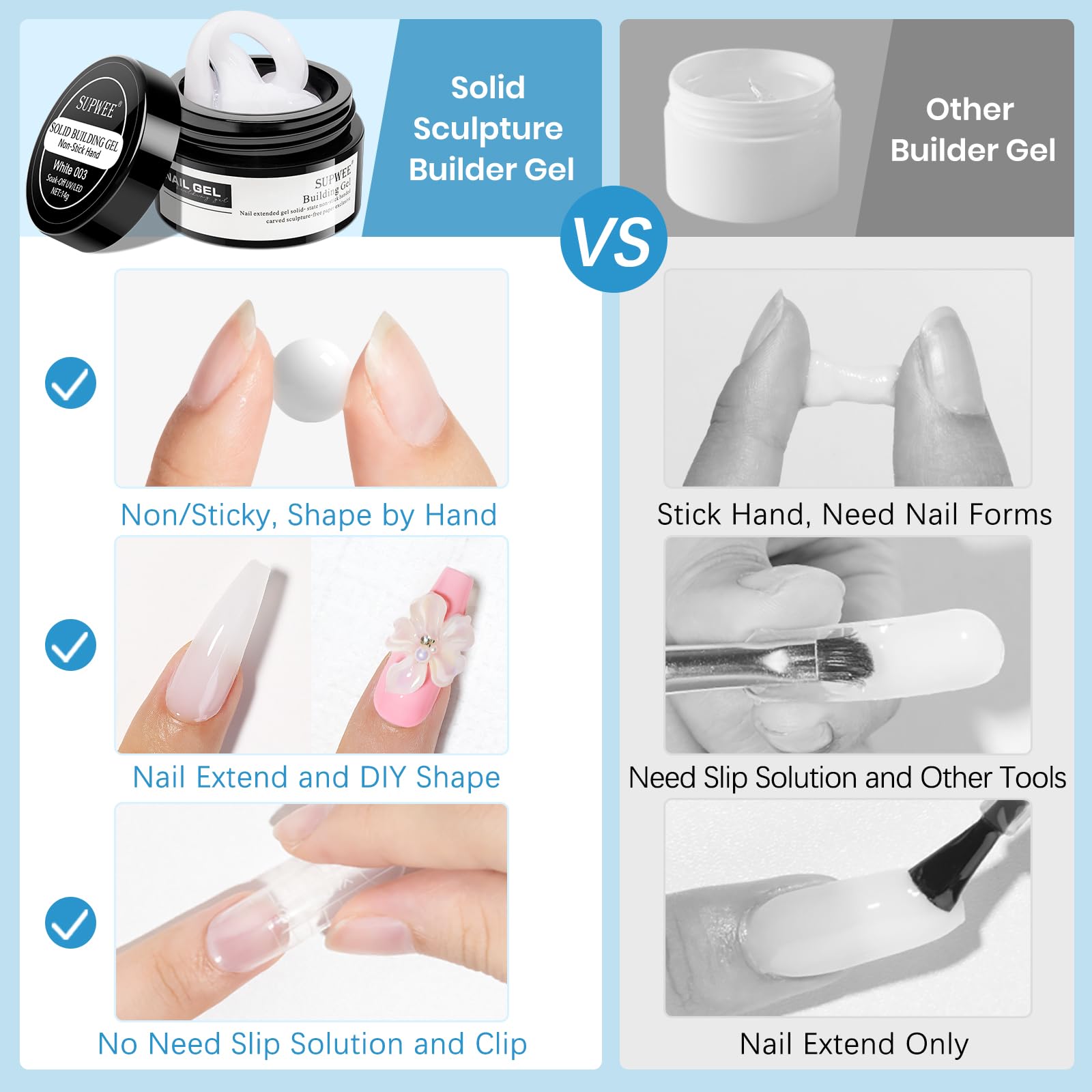 Supwee chrome powder highlights decorative options for personalized nails.