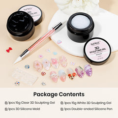 SUPWEE white 3D nail gel sculpting kit for opaque, bold accents