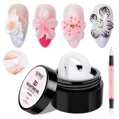 SUPWEE 3D Nail Sculpting Gel bottle shows white solid formula for at-home extensions.