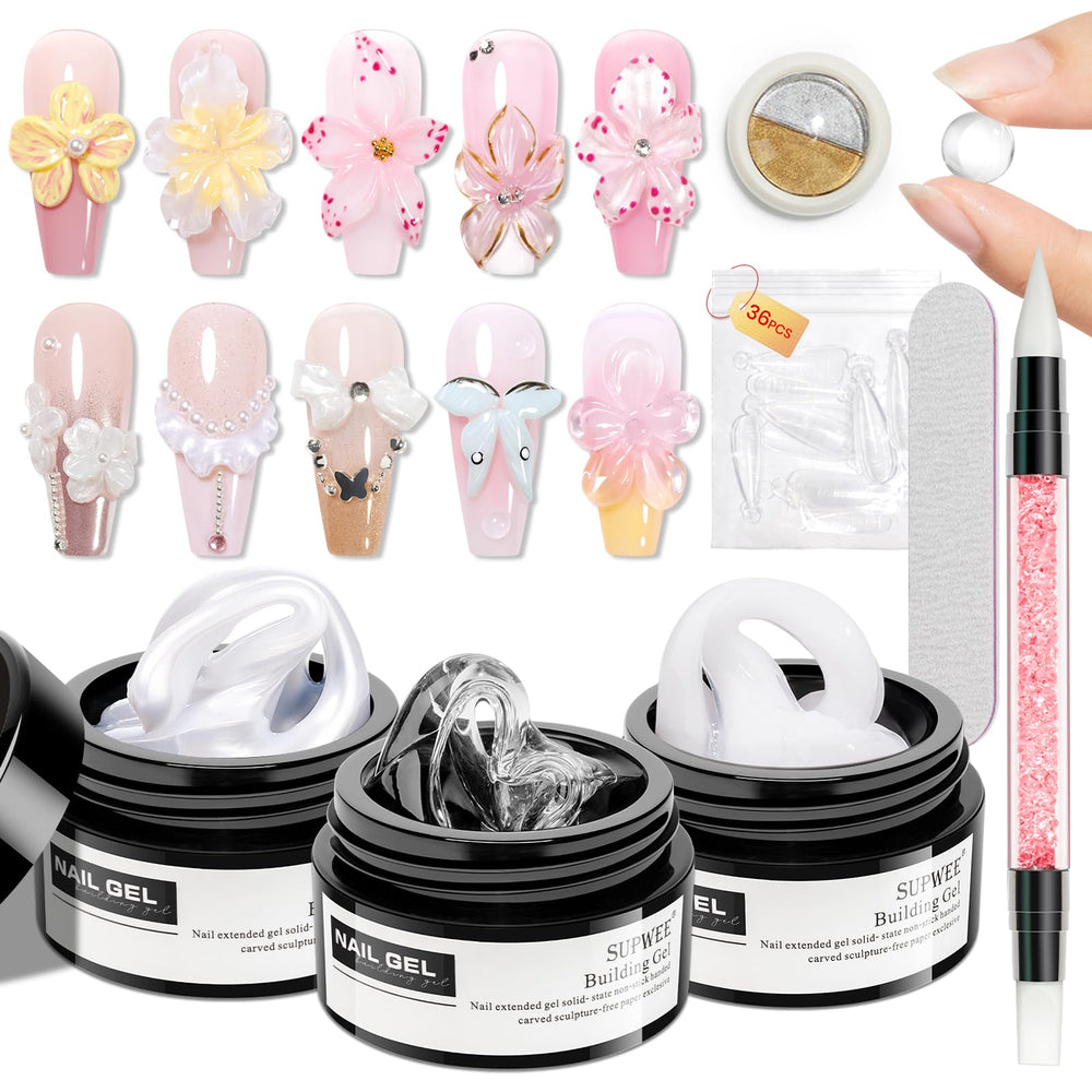 SUPWEE 3D Sculpting Gel kit for home nail extensions and art