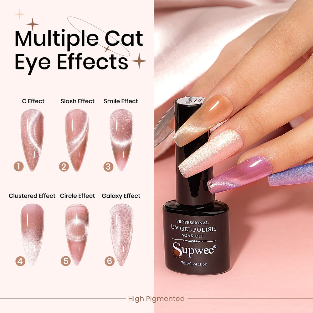 SUPWEE 9D cat eye gel polish close-up with holographic glitter