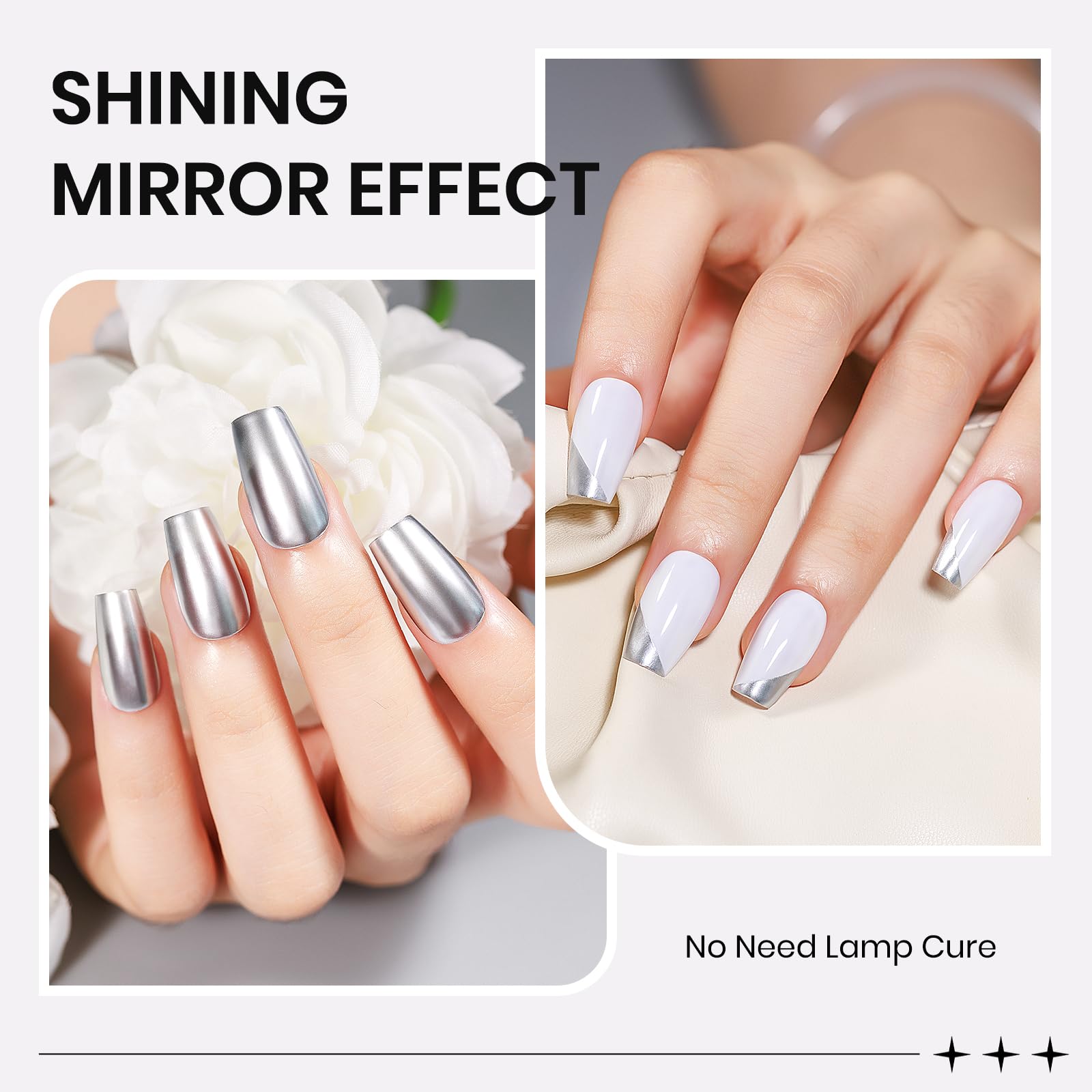 SUPWEE Air Dry Silver Nail Polish dries quickly for on-the-go nail art.