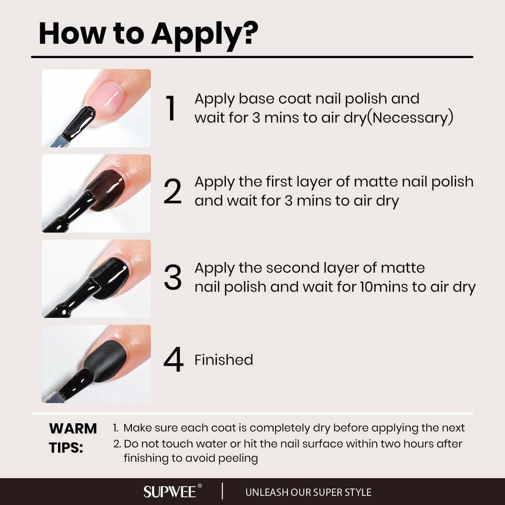 Base and top coats recommended with SUPWEE polish for durability