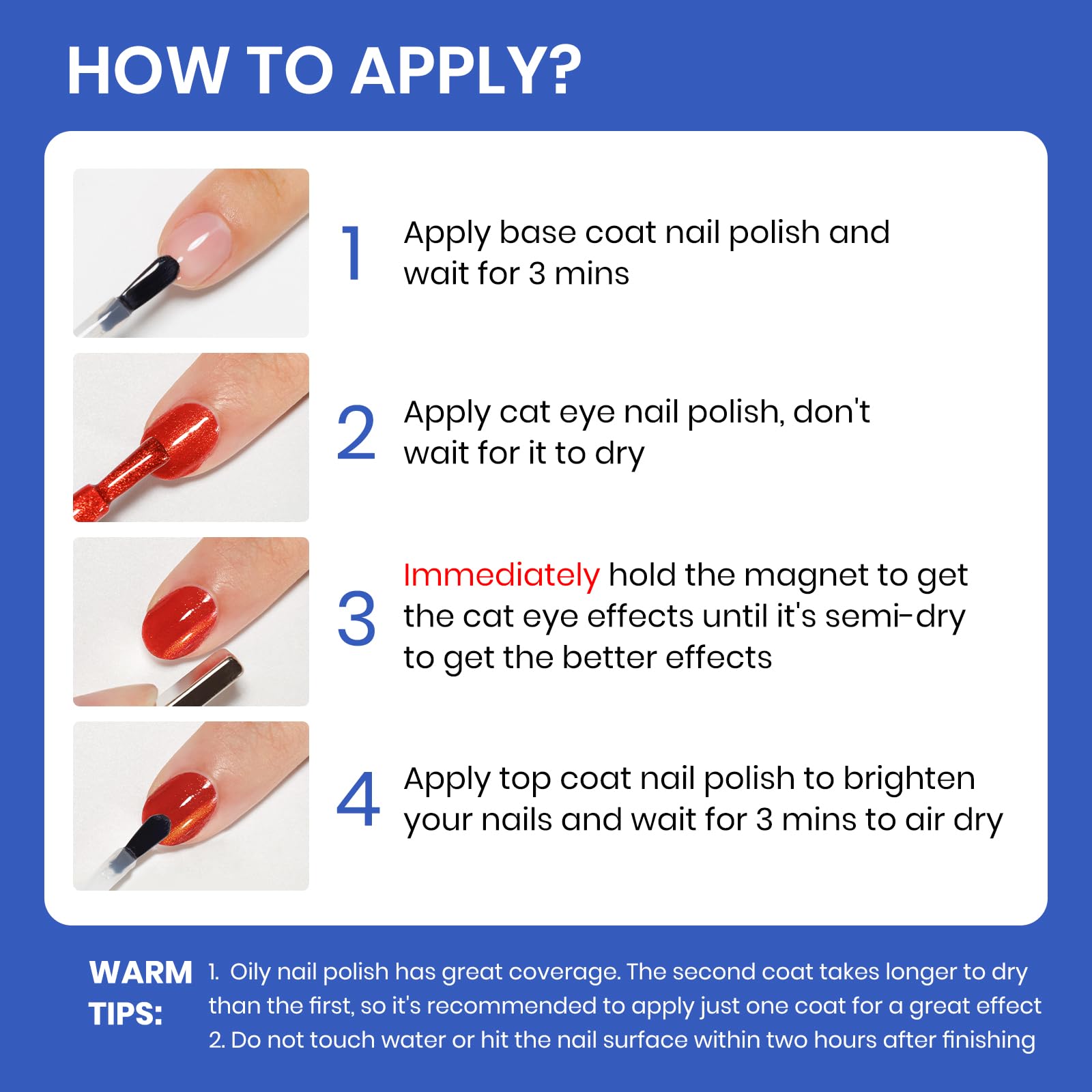 Beginner-friendly steps to apply SUPWEE cat-eye nail art