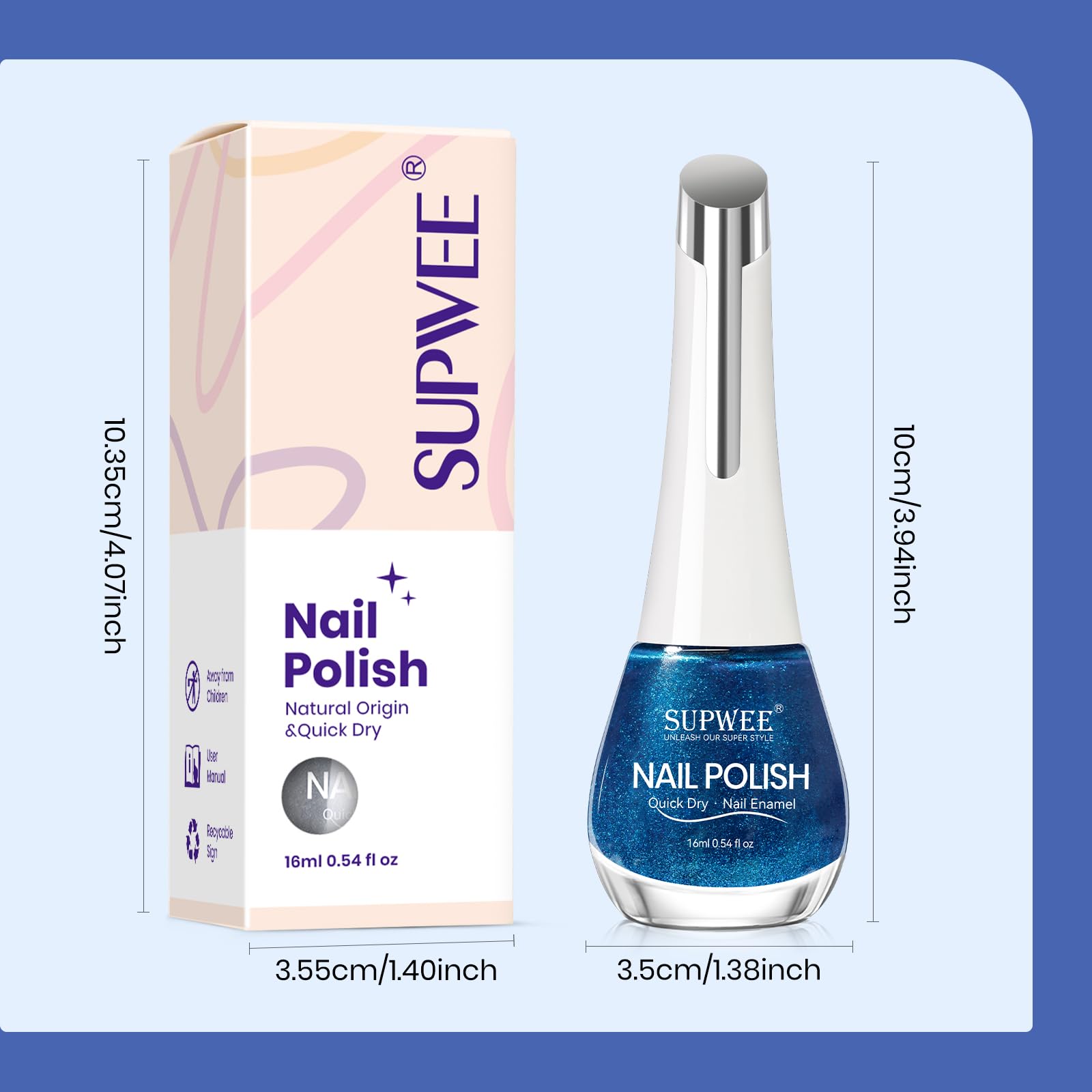 SUPWEE Blue Magnetic Nail Polish application steps guide clear use.
